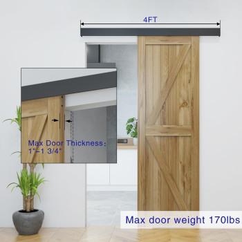 Jubest 66Ft Barn Door Sliding Hardware Track Kit Aluminium Alloy Box Rail Hardware For Classic Modern Interior Single Wooden D