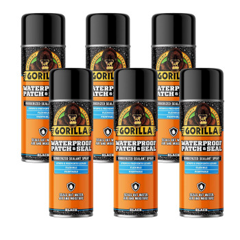 Gorilla Waterproof Patch Seal Rubberized Sealant Spray Black 16Oz Bulk Pack Of 6