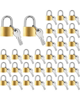 Hotop 32 Pieces Mini Padlock Small Solid Brass Locks 125 With 3 Keys For Luggage Lock Backpack Gym Locker Lock Suitcase Lo