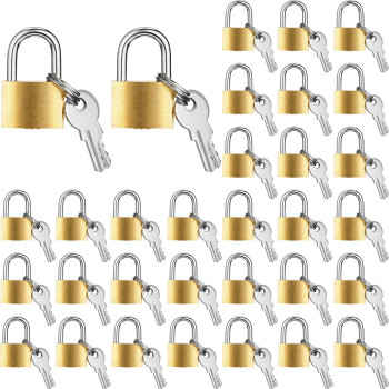 Hotop 32 Pieces Mini Padlock Small Solid Brass Locks 125 With 3 Keys For Luggage Lock Backpack Gym Locker Lock Suitcase Lo