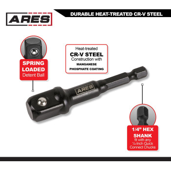 Ares 7039010Piece 12Inch Drive 3Inch Impact Grade Socket Adapter Set Turns Impact Drill Drivers Into High Speed Socket Dr