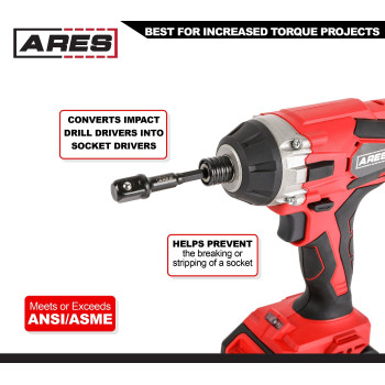 Ares 7039010Piece 12Inch Drive 3Inch Impact Grade Socket Adapter Set Turns Impact Drill Drivers Into High Speed Socket Dr