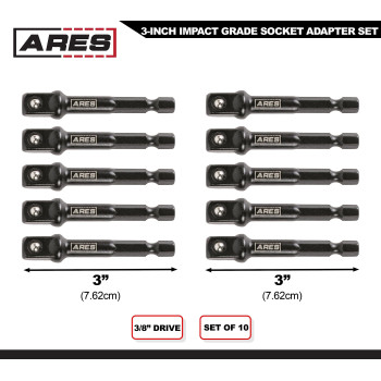 Ares 7038710Piece 38Inch Drive 3Inch Impact Grade Socket Adapter Set Turns Impact Drill Drivers Into High Speed Socket Dr