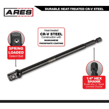 Ares 7038710Piece 38Inch Drive 3Inch Impact Grade Socket Adapter Set Turns Impact Drill Drivers Into High Speed Socket Dr