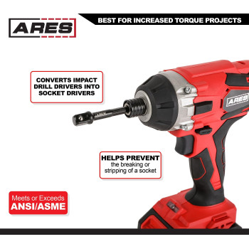 Ares 7038710Piece 38Inch Drive 3Inch Impact Grade Socket Adapter Set Turns Impact Drill Drivers Into High Speed Socket Dr