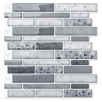 Art3D Peel And Stick Brick Kitchen Backsplash Selfadhesive Wall Tile Stone Design 10 Sheets Grey Marble