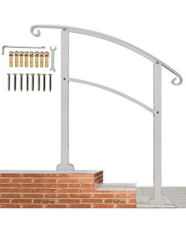 Atemou Transitional Handrails For Outdoor Steps Wrought Iron Secure Weather And Rust Proof Hand Railing For Porches With Inst