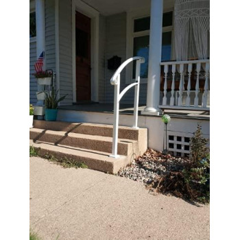 Atemou Transitional Handrails For Outdoor Steps Wrought Iron Secure Weather And Rust Proof Hand Railing For Porches With Inst