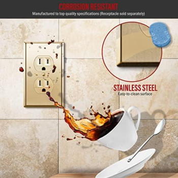 Enerlites Duplex Receptacle Metal Wall Plate Stainless Steel Outlet Cover Corrosion Resistant Size 1Gang 450 X 276 St