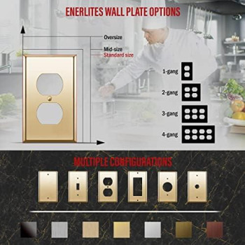 Enerlites Duplex Receptacle Metal Wall Plate Stainless Steel Outlet Cover Corrosion Resistant Size 1Gang 450 X 276 St