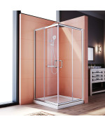 Elegant Corner Shower Enclosure For Bathroom 36 Ind X 36 In W X 72 In H Double Sliding Shower Door With 14 In Clear Glass