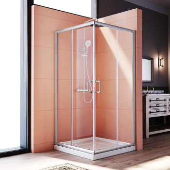 Elegant Corner Shower Enclosure For Bathroom 36 Ind X 36 In W X 72 In H Double Sliding Shower Door With 14 In Clear Glass