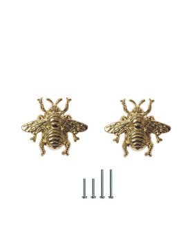 Unides 2 Pack Gold Brass Bee Knobs For Cabinets And Drawers Animal Knobs And Pulls For Dresser