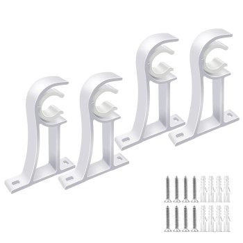 Curtain Rod Holders Curtain Rod Bracket Set Of 4 Rod Brackets White Heavy Duty Single Drapery Rod Holder With Screws Curtain H