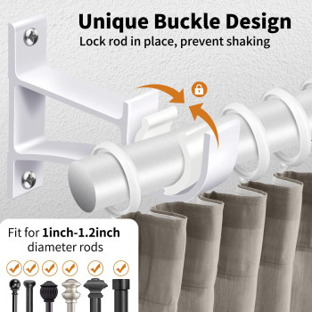 Curtain Rod Holders Curtain Rod Bracket Set Of 4 Rod Brackets White Heavy Duty Single Drapery Rod Holder With Screws Curtain H