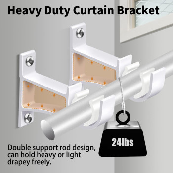 Curtain Rod Holders Curtain Rod Bracket Set Of 4 Rod Brackets White Heavy Duty Single Drapery Rod Holder With Screws Curtain H