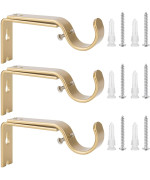 Ycolnaefllr Set Of 3 Golden Adjustable Curtain Rod Brackets Rod Holders Curtain Rod Hanging Heavy Duty Brackets For 1 Inch Rod