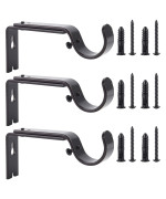 Ycolnaefllr Set Of 3 Oil Rubbed Bronze Adjustable Curtain Rod Brackets Rod Holders Heavy Duty Curtain Rod Hanging Brackets For 1