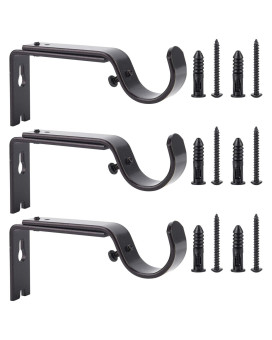 Ycolnaefllr Set Of 3 Oil Rubbed Bronze Adjustable Curtain Rod Brackets Rod Holders Heavy Duty Curtain Rod Hanging Brackets For 1