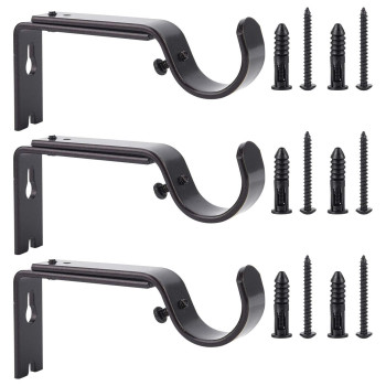 Ycolnaefllr Set Of 3 Oil Rubbed Bronze Adjustable Curtain Rod Brackets Rod Holders Heavy Duty Curtain Rod Hanging Brackets For 1