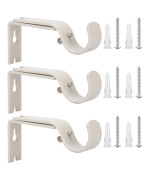 Ycolnaefllr Set Of 3 Weathered White Adjustable Heavy Duty Curtain Rod Brackets Rod Holders Curtain Rod Hanging Brackets For 1 I