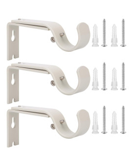 Ycolnaefllr Set Of 3 Weathered White Adjustable Heavy Duty Curtain Rod Brackets Rod Holders Curtain Rod Hanging Brackets For 1 I