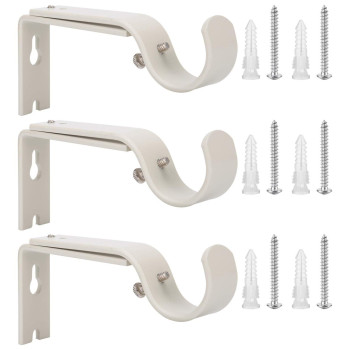 Ycolnaefllr Set Of 3 Weathered White Adjustable Heavy Duty Curtain Rod Brackets Rod Holders Curtain Rod Hanging Brackets For 1 I