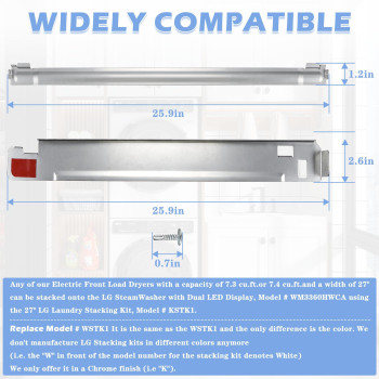 Kstk1 Laundry Stacking Kit For 27 Lg Washer And Dryer Solid Metal With Chrome Finish Replace Wstk1Silver