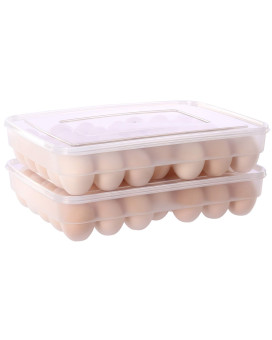 Sooyee 2 Pack Covered Egg Holders For Refrigerator Clear 2X34 Deviled Egg Tray Storage Box Dispenser Stackable Plastic Egg Carto