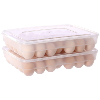 Sooyee 2 Pack Covered Egg Holders For Refrigerator Clear 2X34 Deviled Egg Tray Storage Box Dispenser Stackable Plastic Egg Carto