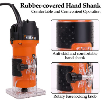 Thinkwork Compact Router 65Amp 125 Hp Compact Wood Palm Router Wood Trimmer With 15 Pieces 14 Router Bits Set 30000Rmi