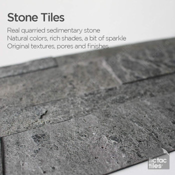 Tic Tac Tiles Peel And Stick Self Adhesive Removable Stick On Kitchen Backsplash Bathroom 3D Stone Tiles 12Sheet Oyster Gray