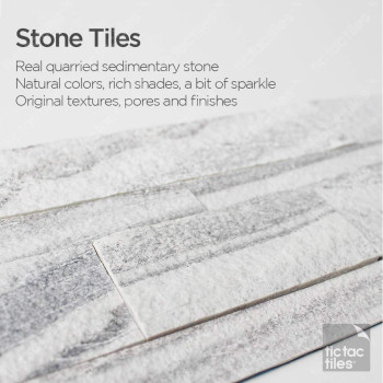 Tic Tac Tiles Peel And Stick Self Adhesive Removable Stick On Kitchen Backsplash Bathroom 3D Stone Tiles 12Sheet Sand Gray