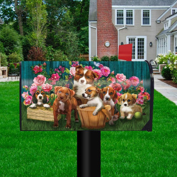 Briarwood Lane In The Garden Spring Magnetic Mailbox Cover Dogs Puppies Standard