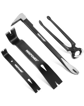 Maxpower 4Pieces Pry Bar Set 12Inch Utility Claw Pry Bar 8Inch Nail Puller 10Inch And 7Inch Flat Pry Bar Crowbar Claw