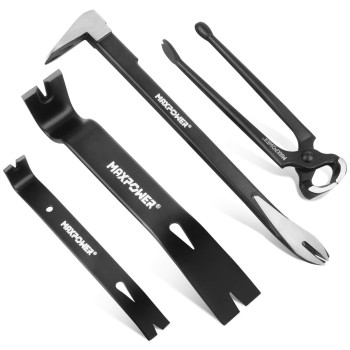 Maxpower 4Pieces Pry Bar Set 12Inch Utility Claw Pry Bar 8Inch Nail Puller 10Inch And 7Inch Flat Pry Bar Crowbar Claw