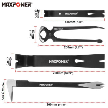 Maxpower 4Pieces Pry Bar Set 12Inch Utility Claw Pry Bar 8Inch Nail Puller 10Inch And 7Inch Flat Pry Bar Crowbar Claw