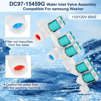 Sumnew Dc9715459G Water Inlet Valve Assembly Upgrade Not Easy To Leak Compatible With Samsung Washer Replaces Dc9715459G 32