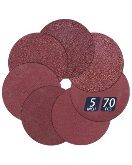 70 Pcs 5 Inch Hook And Loop Assorted Aluminum Oxide Sanding Discs 5 In No Hole Orbital Sander Pad Sander Paper Sandpaper