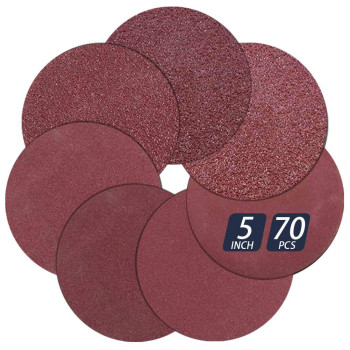 70 Pcs 5 Inch Hook And Loop Assorted Aluminum Oxide Sanding Discs 5 In No Hole Orbital Sander Pad Sander Paper Sandpaper