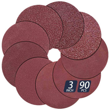 90 Pcs 3 Inch Hook And Loop Assorted Aluminum Oxide Sanding Discs 3 In No Hole Orbital Sander Pad Sander Paper Sandpaper