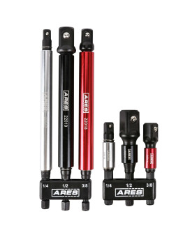 Ares 220136Piece 3Inch And 6Inch Impact Grade Socket Adapter Set With Color Sleeve Turns Impact Drill Drivers Into High Sp