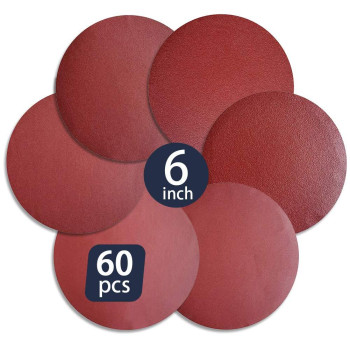 60 Pcs 6Inch Assorted Psa Aluminum Oxide Sanding Disc Nohole Self Stick