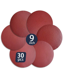 30 Pcs 9Inch Assorted Psa Aluminum Oxide Sanding Disc Nohole Self Stick