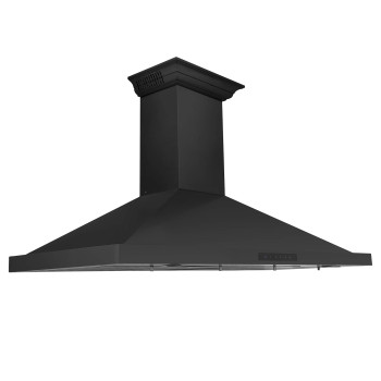 Zline 48 In Convertible Vent Wall Mount Range Hood In Black Stainless Steel With Crown Molding Bskbncrn48