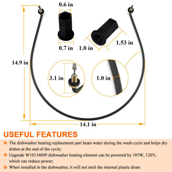 W10518394 W10134009 Ap5690151 Dishwasher Heating Element Upgrade By Blutoget Fit For Whirlpool Heating Element Kenmore Kitche