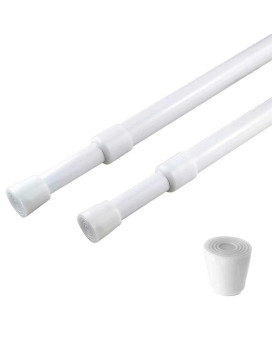 2 Pack Curtain Rod Adjustable 2843 Inches 58 Diameter White Small Short Expandable Spring Loaded Tension Rods For Window B