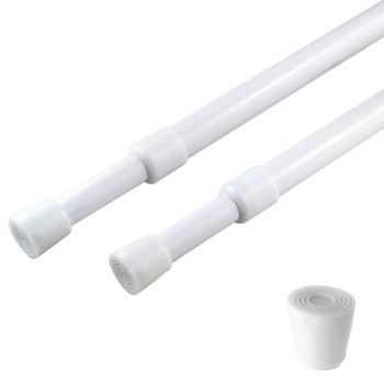 2 Pack Curtain Rod Adjustable 2843 Inches 58 Diameter White Small Short Expandable Spring Loaded Tension Rods For Window B