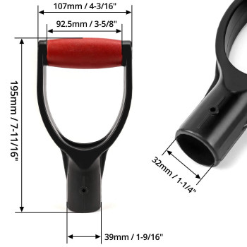 Qwork Plastic Spade Handle Shovel D Grip Handle 114 Polypropylene Shovel Handle For Digging Raking Tools