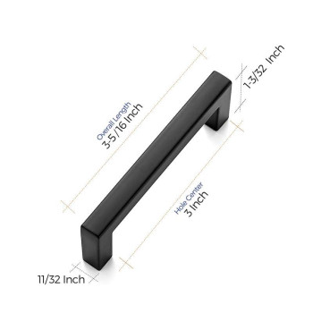 Ravinte 10 Pack Solid 3 Inch Center To Center Slim Square Bar Drawer Handles Kitchen Cabinet Handles Black Drawer Pulls Kitchen